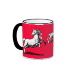 Galloping Horses Elegant Red and Black Mugs