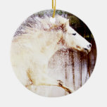 Galloping White Water Horse Christmas Tree Ornament
