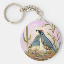 Gambel Quails Keychain