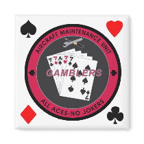 Gambler Magnet Coin Red with Suits