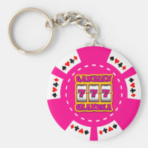 GAMBLIN GRANDMA POKER CHIP KEYCHAINS