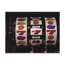 Gambling, slot machines post card