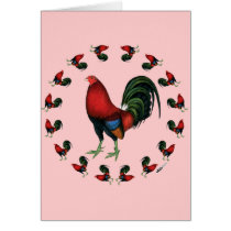 Game Cock Rooster Circle Greeting Cards