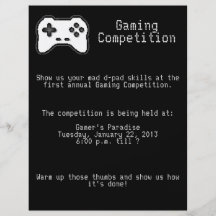 Game Controller Black White 8bit Video Game Style Full Color Flyer