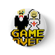 Game over marriage (8-bit) pinback buttons