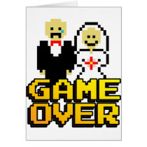 Game over marriage (8-bit) greeting cards