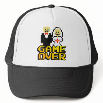 Game over marriage (8-bit) trucker hats