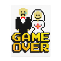 Game over marriage (8-bit) post card