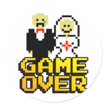 Game over marriage (8-bit) round stickers