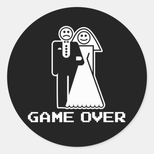 game over marriage funny wedding tshirt sticker