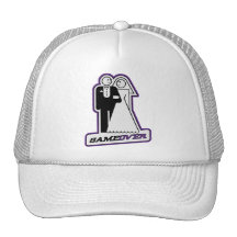 Game Over Wedding Bride & Groom TShirt (purple) Trucker Hats