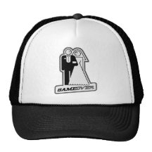 Game Over Wedding Bride & Groom TShirt (silver) Mesh Hats