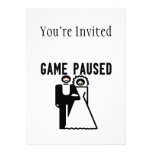 Game Paused Bride & Groom Custom Invitation