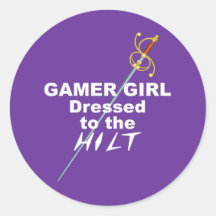 Gamer Girl Dressed to the Hilt Round Stickers