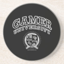 Gamer University (Black & White) Beverage Coasters