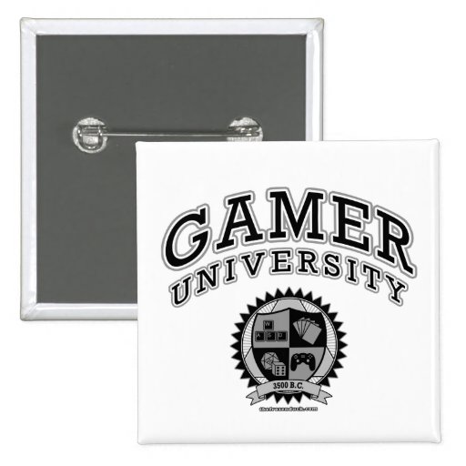 Gamer University (Black & White) Pin