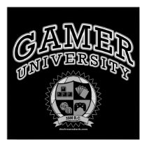 Gamer University (Black & White) posters