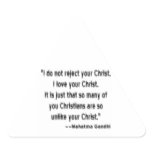 Gandhi on Christians Triangle Stickers
