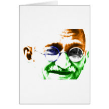 Gandhi sur le drapeau indien subtil cartes de vœux