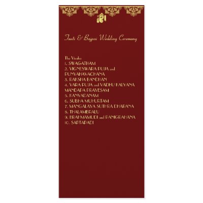 Ganesh Wedding Ceremony Program Rack Card Design by EnduringMoments