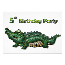 Gang Green Gator 5th Birthday Personalized Invites