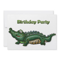 Gang Green Gator  Birthday Invitation