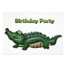 Gang Green Gator  Birthday Invitation