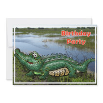 Gang Green Gator in the Glades Birthday Invitation