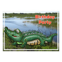 Gang Green Gator in the Glades Birthday Invitation