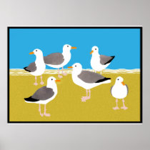 Gang of Seagulls at the Ocean Edge