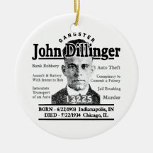 Gangster John Dillinger Christmas Tree Ornament