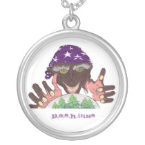Ganja Wizard Sterling Silver Round Necklace