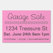 Garage sale chic yard signs