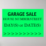GARAGE SALE SIGN - right arrow posters