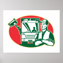 Garbage Collector and Side Loader Rubbish Truck Poster