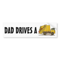 Garbage Truck 2 Construction Bumper Sticker Dad