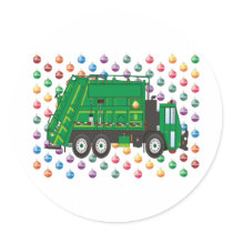 garbage truck Ornaments Round Sticker