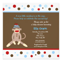 Garçon d'invitations de baby shower de singe de ch