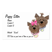 Garde d'enfants de chiot cartes de visite personnelles