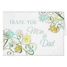 Garden Flowers Parents Wedding Day Thank You Card