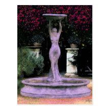 Garden Goddess ~ Postcard Flower Statue Paint