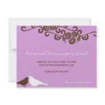 Garden love birds purple wedding save the date custom invitations