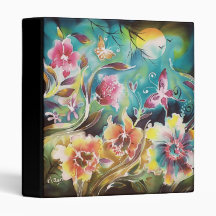 Garden Of Flowers and Butterflies 3 Ring Binders