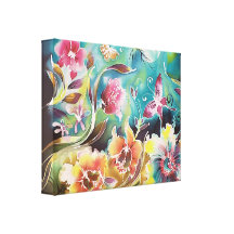 Garden Of Flowers and Butterflies Canvas Prints