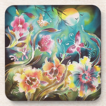 Garden Of Flowers and Butterflies Drink Coaster