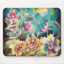 Garden Of Flowers and Butterflies Mouse Pads