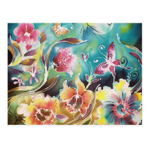Garden Of Flowers and Butterflies Post Cards