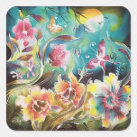 Garden Of Flowers and Butterflies Square Sticker