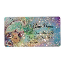 GARDEN OF THE LOST SHADOWS, blue,gold yellow,green Shipping Labels