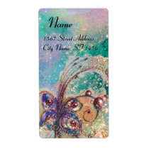 GARDEN OF THE LOST SHADOWS, blue green pink Personalised Shipping Labels
